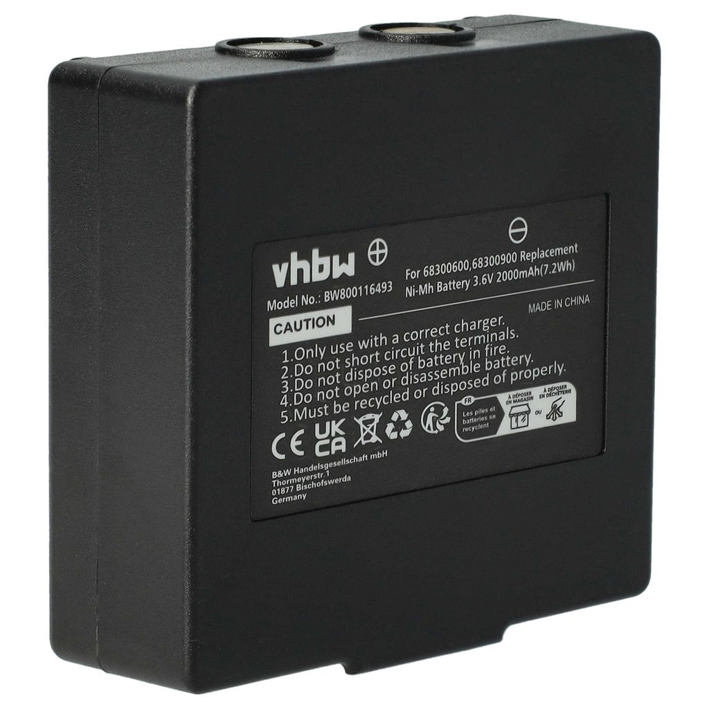 vhbw Akku kompatibel mit Komatsu FBH300 Industrie-Funkfernsteuerung Fernbedienung (2000 mAh, 3,6 V, NiMH) - Schwarz