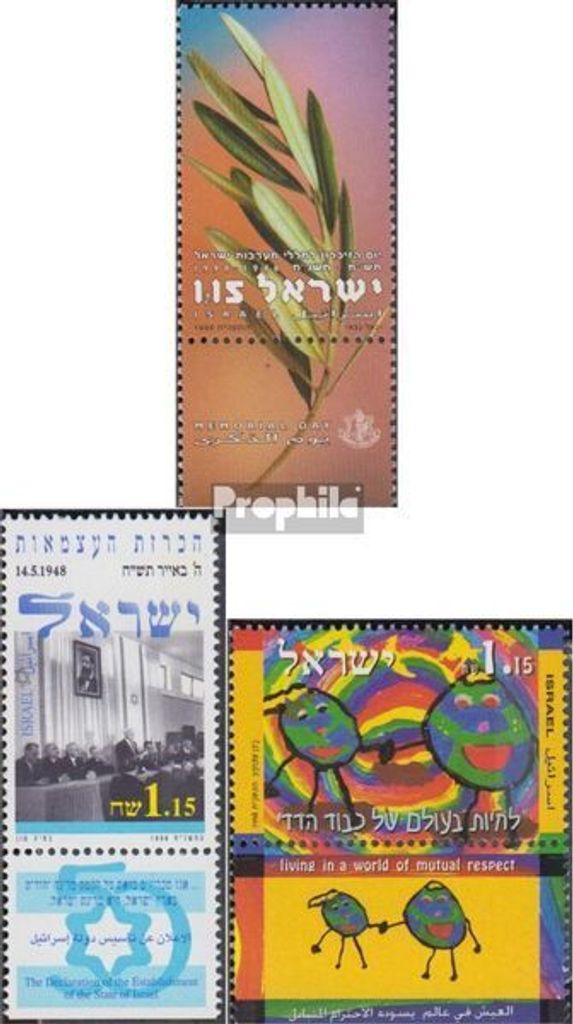 Briefmarken Israel 1998 Mi 1461,1462A,1492 mit Tab (kompl.Ausg.) gestempelt Gefallenen-Gedenktag