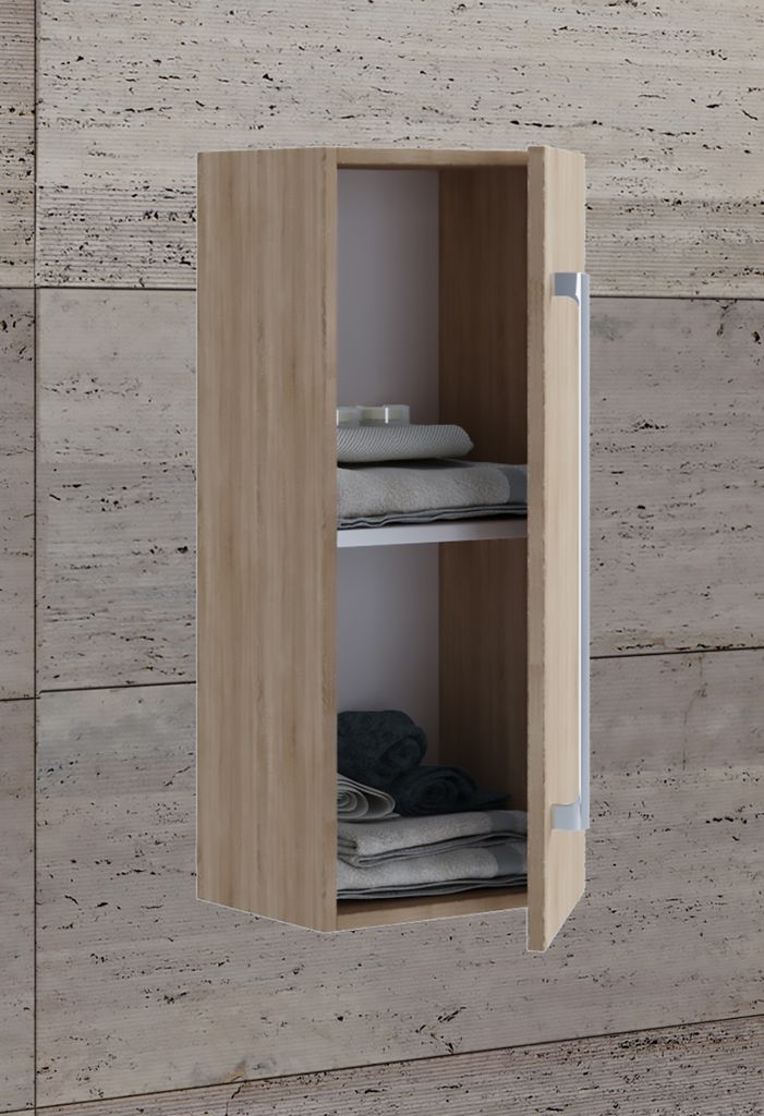 VCM Holz Holz Wandregal | Midischrank | Maße: H. 75 x B. 33 x T. 22 cm | 1 hohe Tür - Badinos D