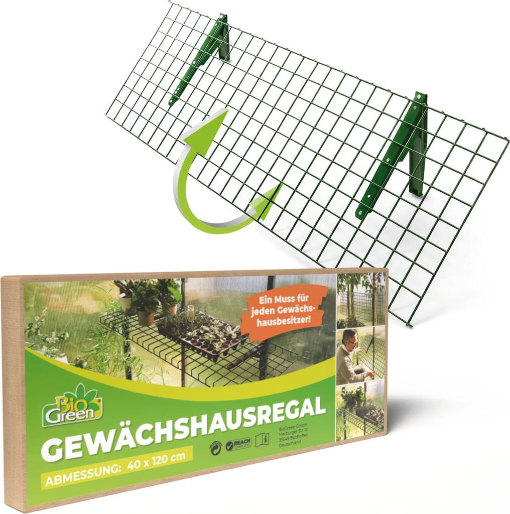 BioGreen Gewächshaus Regal "Bruno" aus Stahl 40 x 120 cm Produktbild 