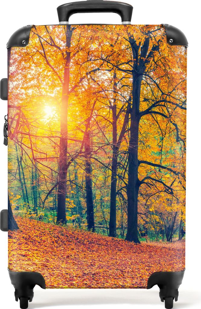 NoBoringSuitcases.com Großer Koffer - Herbst - Sonne - Orange - Bäume - Wald - Natur - Kombinationsschloss TSA - Hartschalen Trolley 4 Rollen -...