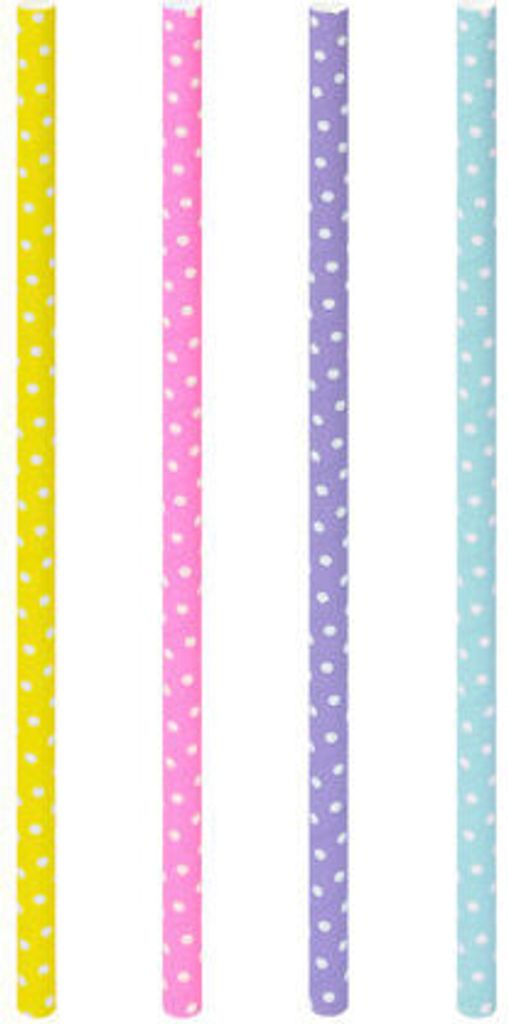 150x Trinkhalme aus Papier "Pünktchen" dick bunt Ø8mm 25cm