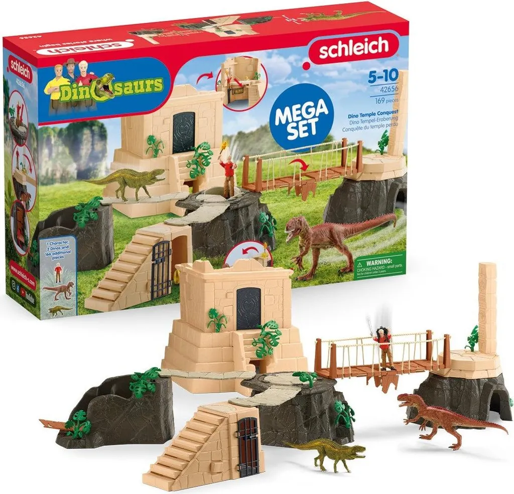 Coffret de figurines dinosaures Schleich avec temple et accessoires