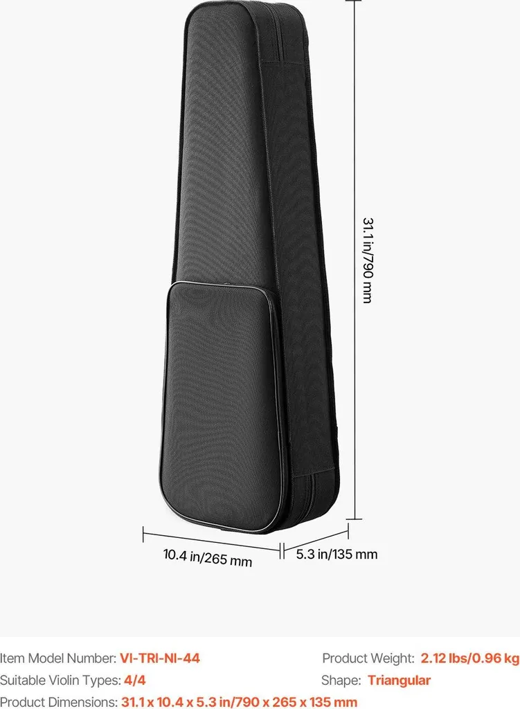Boîtier de violon 4/4 rigide avec revêtement nylon et double sangle - 7