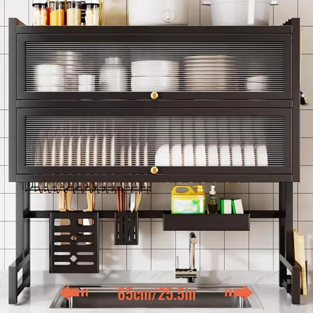 Égouttoir à vaisselle noir compact pour optimiser votre plan de travail - 2