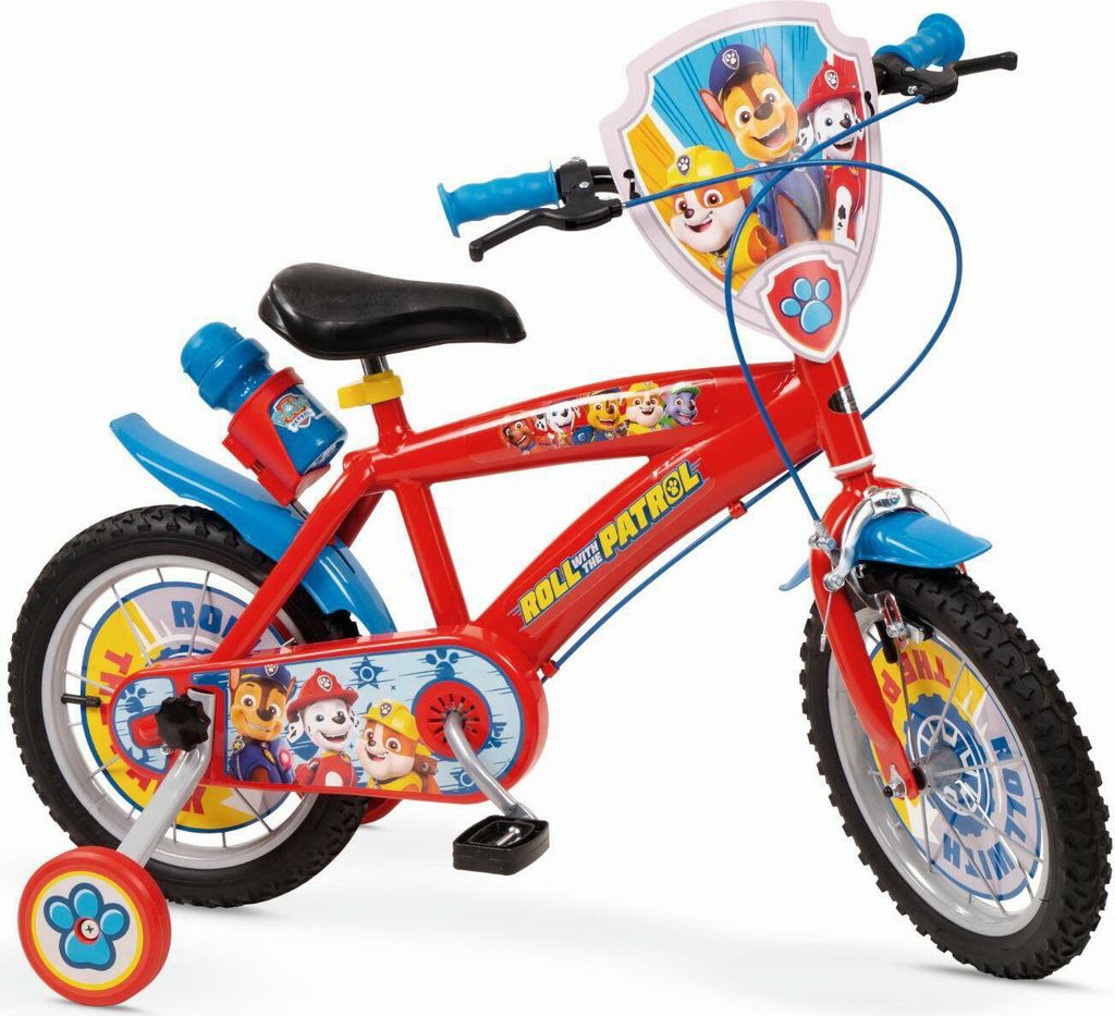 A children's bicycle with Paw Patrol branding.