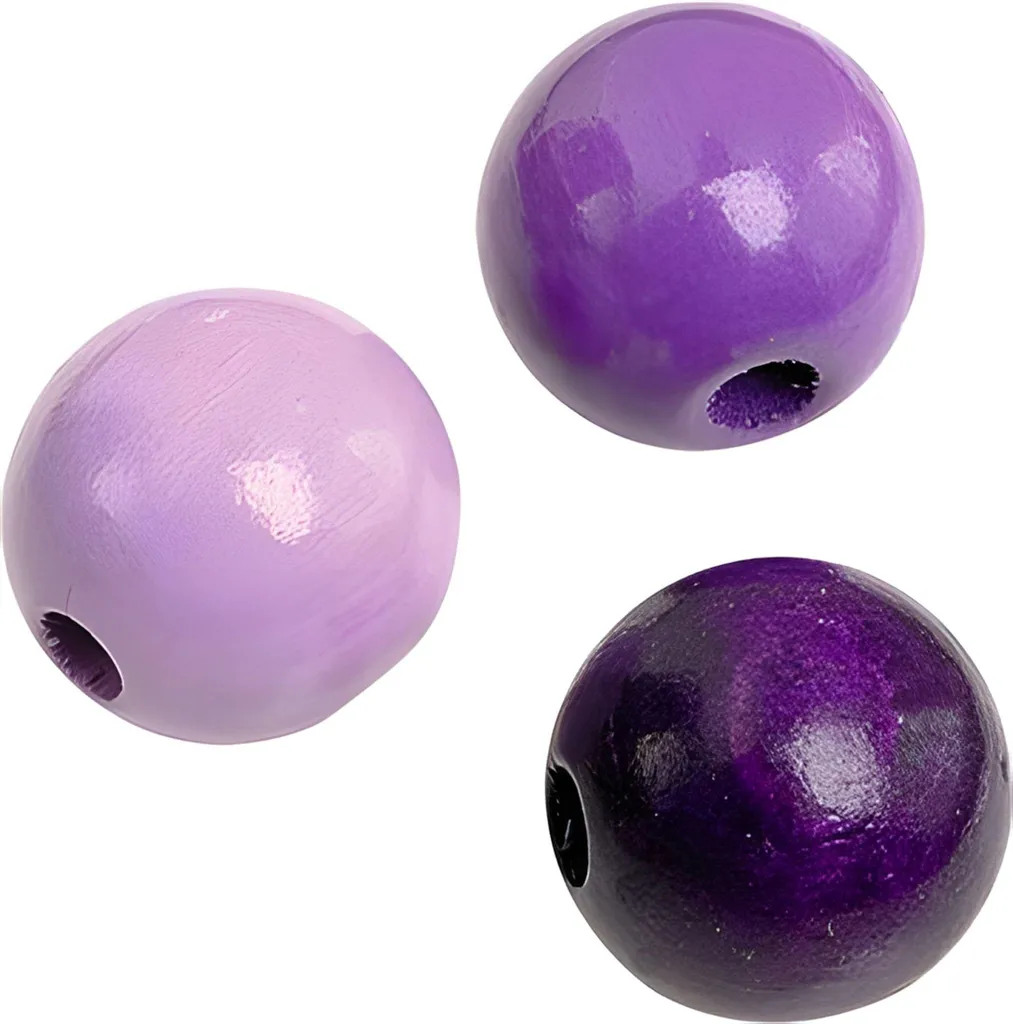 Perles en bois violettes 12mm lisses : fini les perles qui s'écaillent