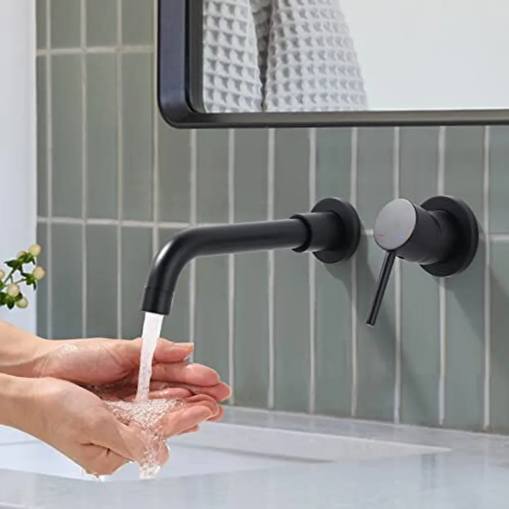 Rubinetto Lavabo Incasso Nero Girevole 360° | Miscelatore Rame M24