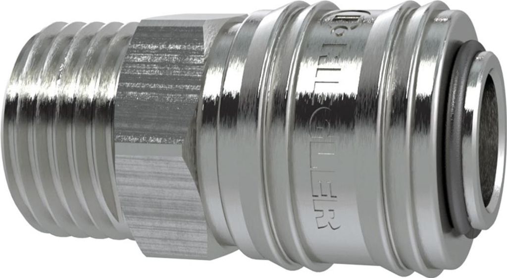 Riegler Schnellverschlusskupplung NW 7,2, Messing vernickelt, G 1/2 AG