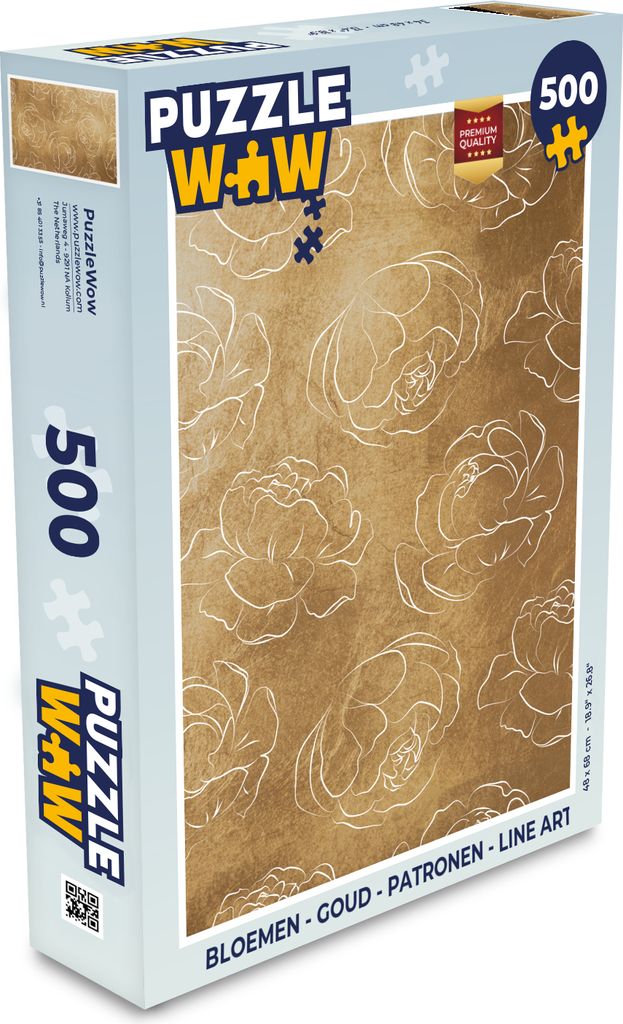 MuchoWow Puzzle 500 Teile Blumen - Gold - Muster - Linienkunst - Denken - Spiel - Toy