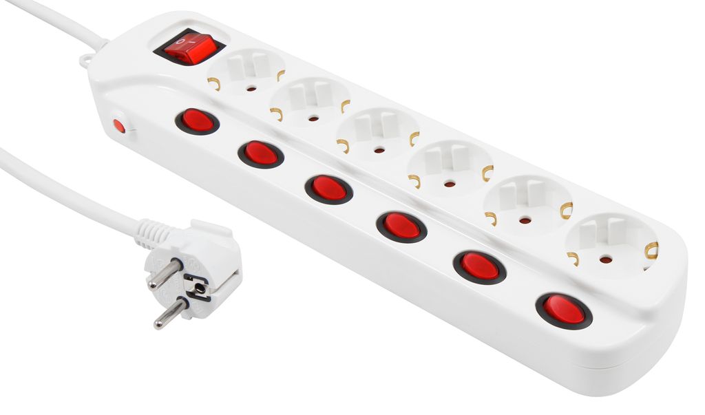 6 Fach Steckdosenwürfel Mehrfachstecker Steckdosenleiste mit 3 USB,Schalter,2M