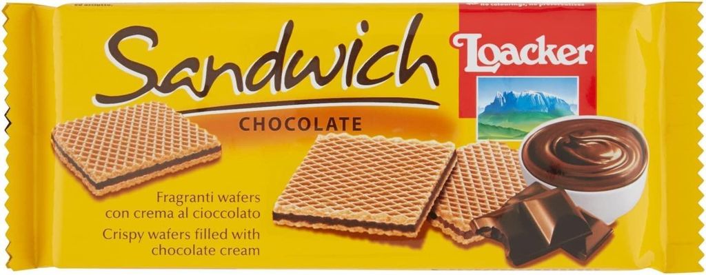 12x Loacker Sandwich Chocolate, duftende Waffeln mit Schokoladencreme - 75 g