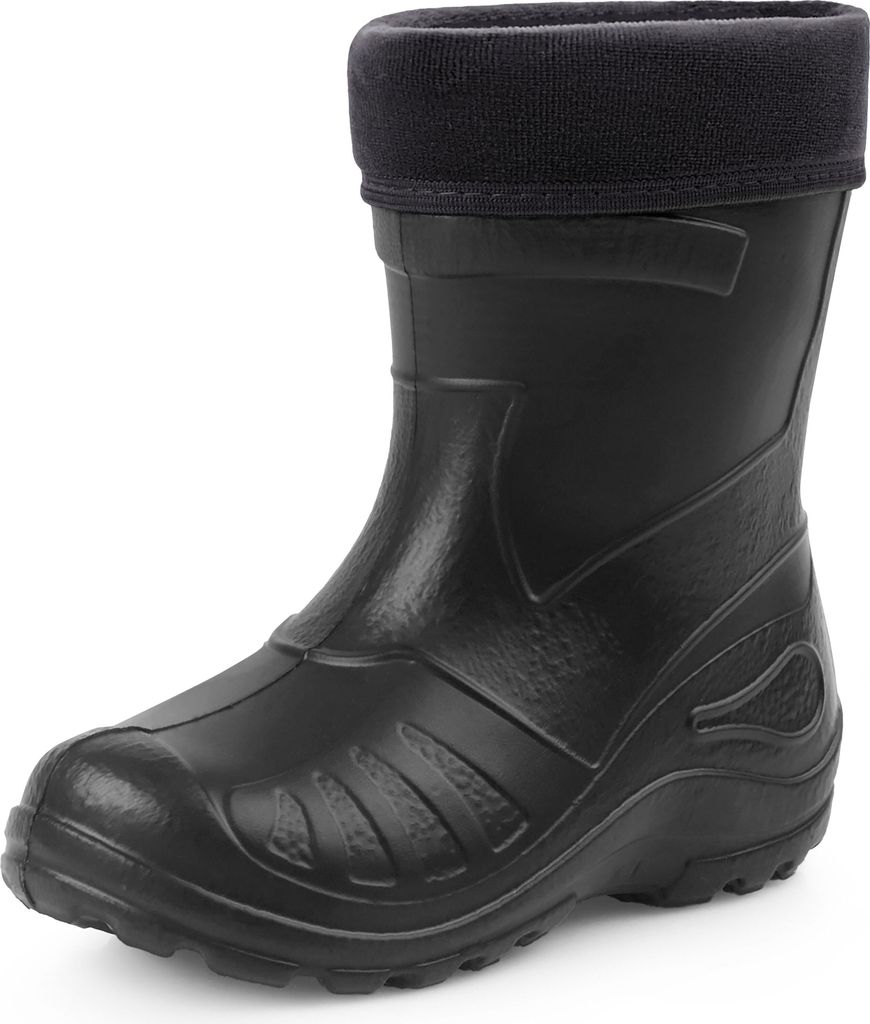 Ladeheid Kinder Mädchen Jungen federleichte Eva Thermo Gummistiefel Regenstiefel gefüttert KL050 (Schwarz, 22 EU).
