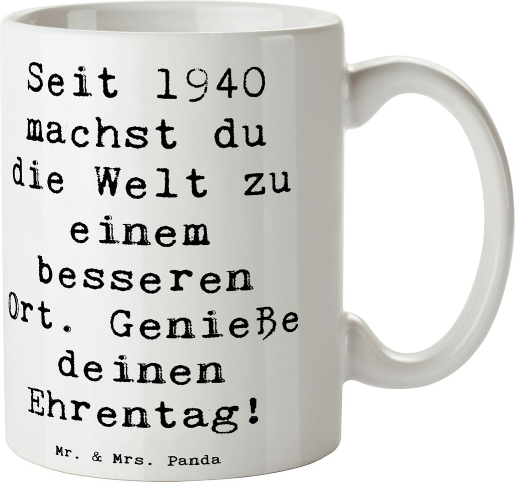 Mr. & Mrs. Panda Kaffeetasse Spruch 1940 Geburtstag - Weiß - Geschenk, Handgemachte Geschenke, Jahrgang, besseren Ort, Pott, Becher, Glückwunsch,...