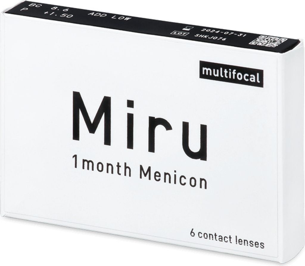 Miru 1month Menicon multifocal - 6 monthly lenses - Sph: -0.25, Add: high, BC: 8.6, D: 14.2