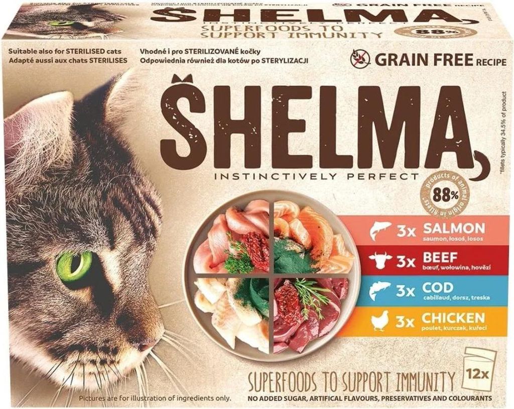 Sachet Shelma pour chats 12x85g (chicken-shit, moose-tres) Image du produit 