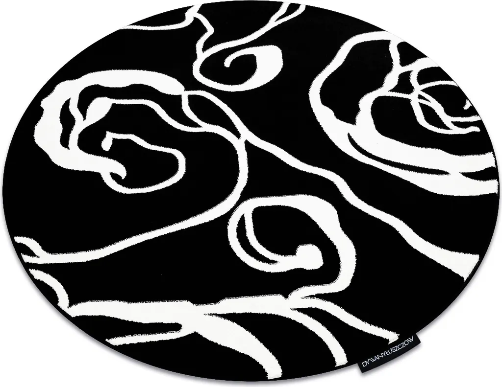 Tapis rond HAMPTON Rosa fleurs roses et noires en cercle 120 cm
