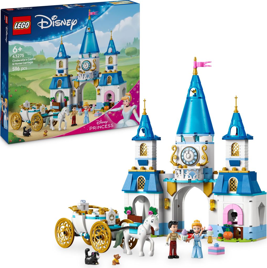 LEGO ǀ Disney Princess Cinderellas Schloss und Pferdekutsche, Set für Mädchen ab 6 Jahren, Fantasy Spielzeug mit Prinzessin Cinderella und Märc...