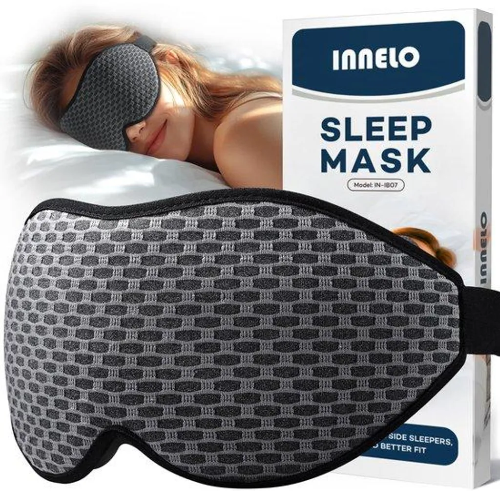 Masque de sommeil 100% opaque ergonomique gris pour un repos total