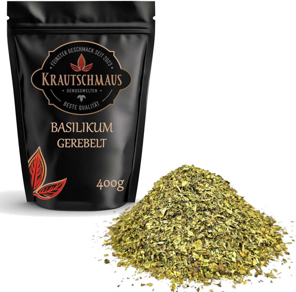 400g Basilikum gerebelt von Krautschmaus, schonend Produktbild 