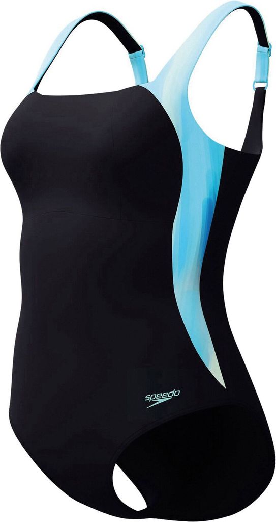 Speedo Shaping LunaLustre Badeanzug für Damen, Farbe:Schwarz-Blau, Größe:40