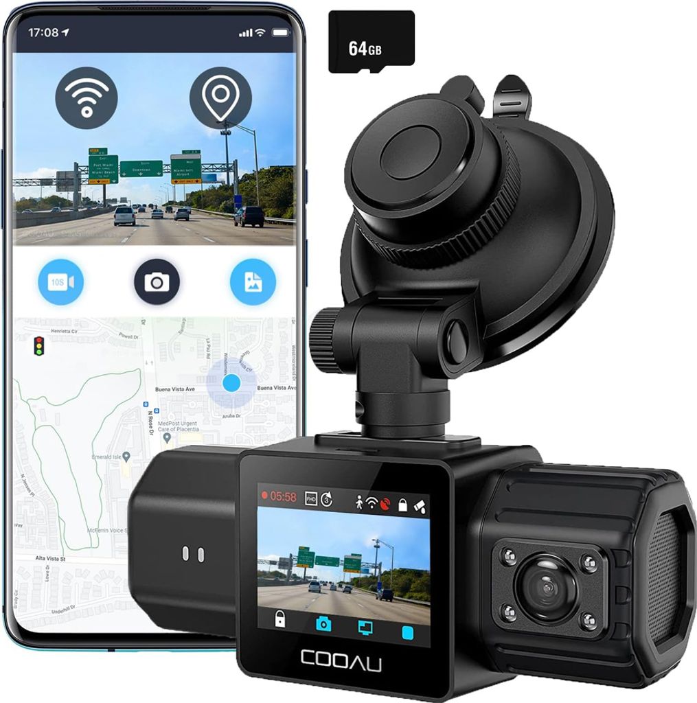 Dashcam Auto Vorne und Innen 2,5K/1080P Mit GPS WiFi Dash Produktbild 