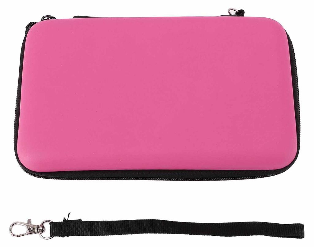Spielkonsolen-Tragetasche, tragbar, mit Innentasche mit 8 Steckplätzen, Hartschale, Reiseschutz für den neuen 3DS XL, Pink