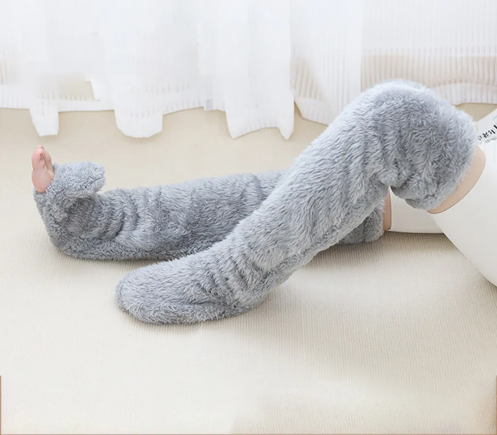 Jambières Gris Clair Extra Longues - Texture Douce et Maille Flexible