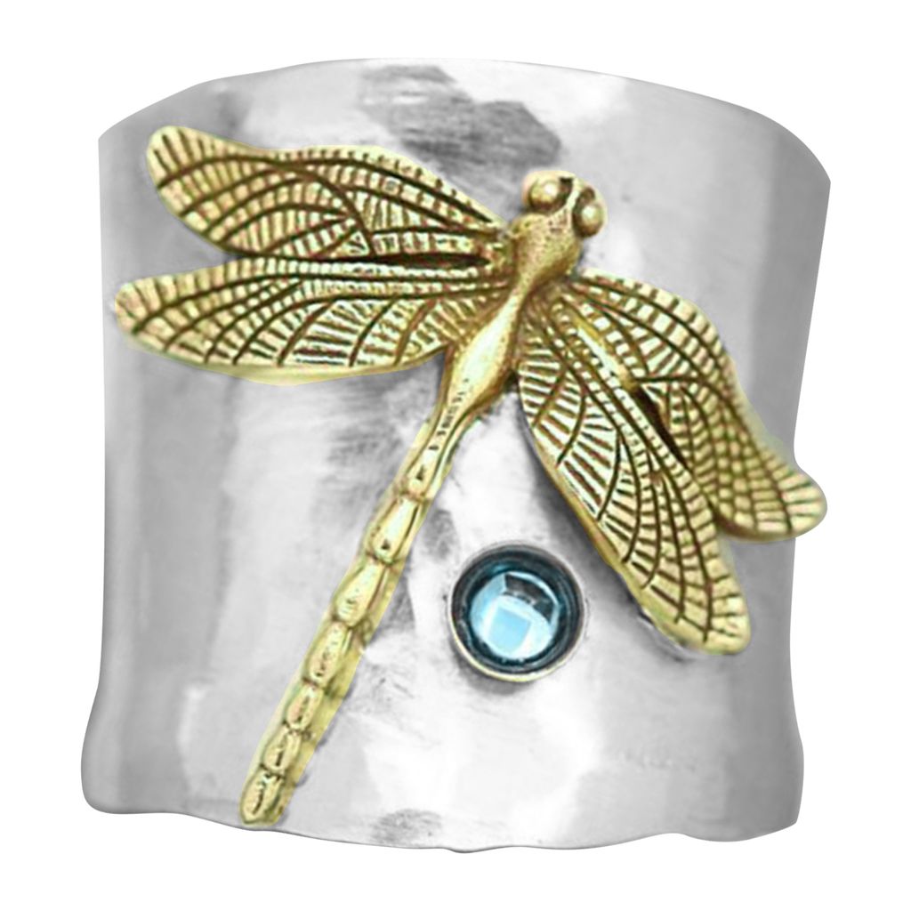 Mode Ring Libelle Dekor Vintage Schmuck Schnitzerei Golden Tube Design Legierung Ring für Party-Golden,US 9