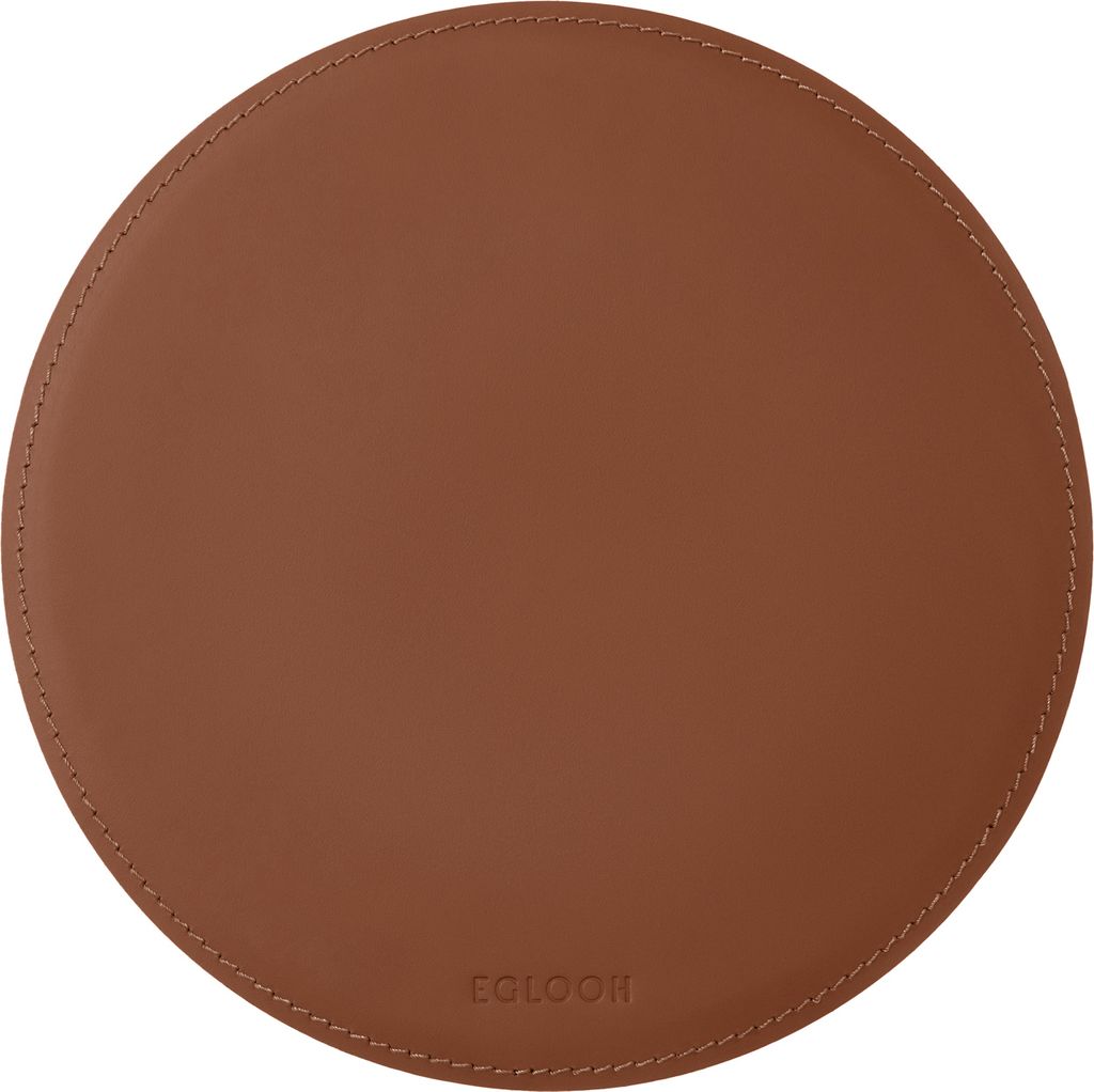 Mauspad Rund Leder Orange Braun cm 23x23 - Mousepad Handwerkliche Nähte - Hergestellt in Italien