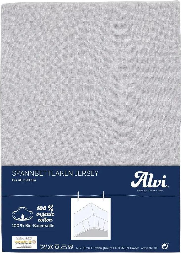 Alvi ALVI Spannlaken Baumwolle Jersey silber 40x90