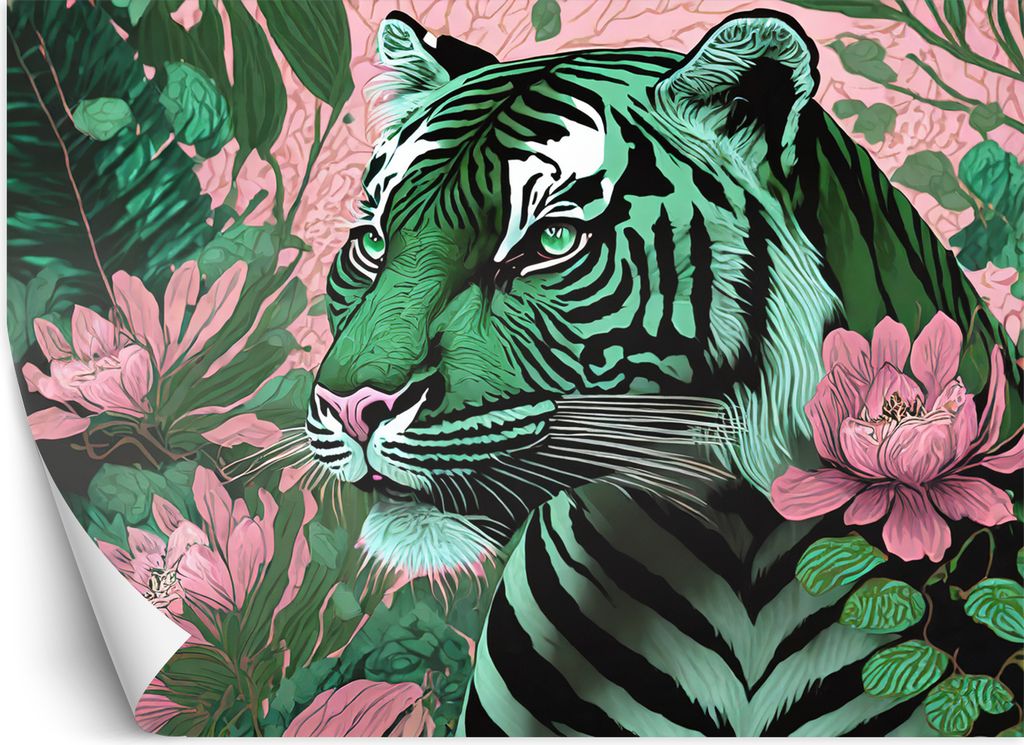Vlies fototapete Tiger Tiere Tropisch Abstrakt 150x105 cm Feeby Rosa inkl. Kleber einfache Montage