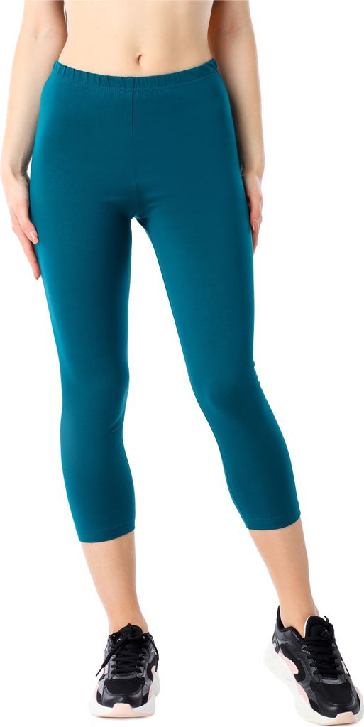 Bellivalini Damen 3/4 Leggings aus Baumwolle BLV50-184 (Smaragdgrün, XS)