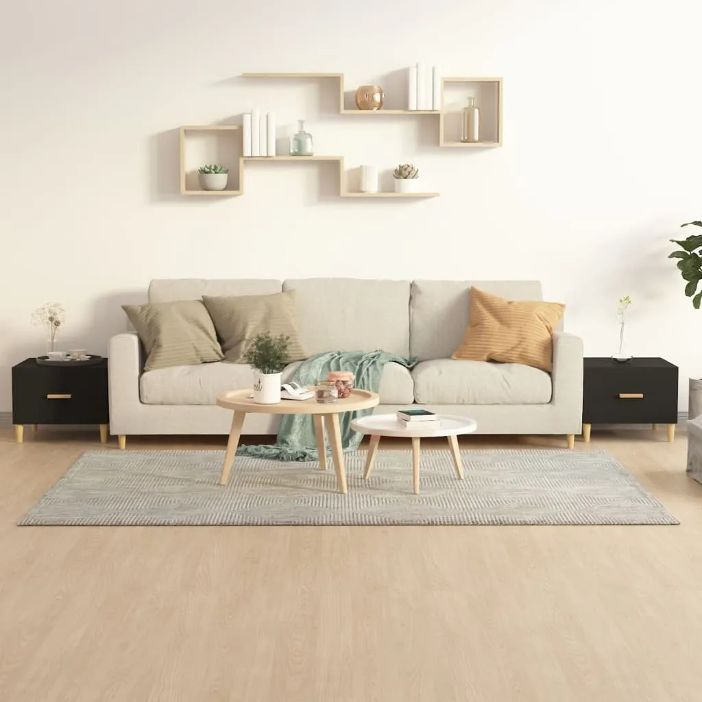 Tavolini Bassi Neri Set da 2 - The Living Store 50x50x40 cm Legno
