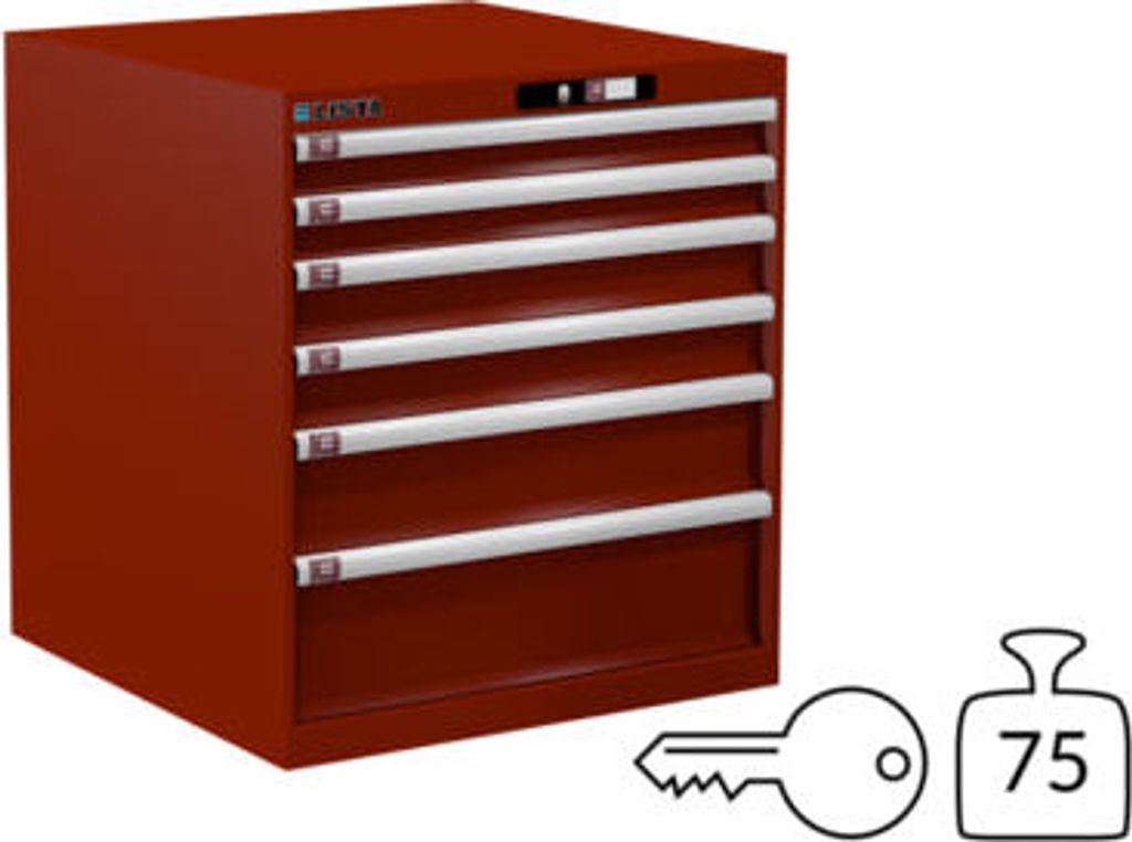 Lista Schubladenschrank - 78.636.070 - 800x717x725 mm (HxBxT) - 6 Schubladen - 75 kg - Key Lock - rubinrot (RAL 3003)