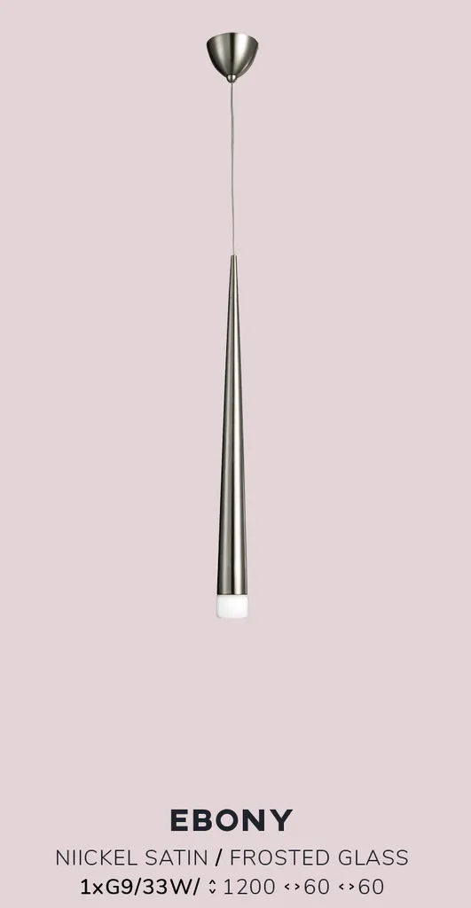 Suspension EBONY gain de place nickel mat pour éclairer les coins sombres