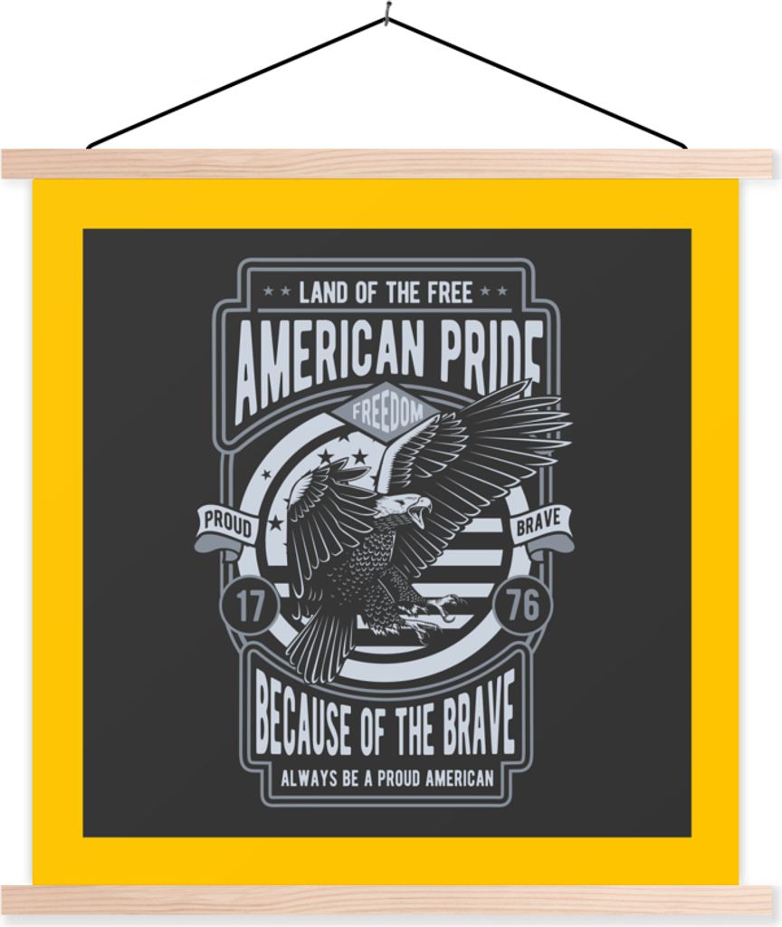 MuchoWow Textilposter Amerika - Vogel - Jahrgang 60x60 cm mit holzfarbenen Rahmen - Wanddekoration