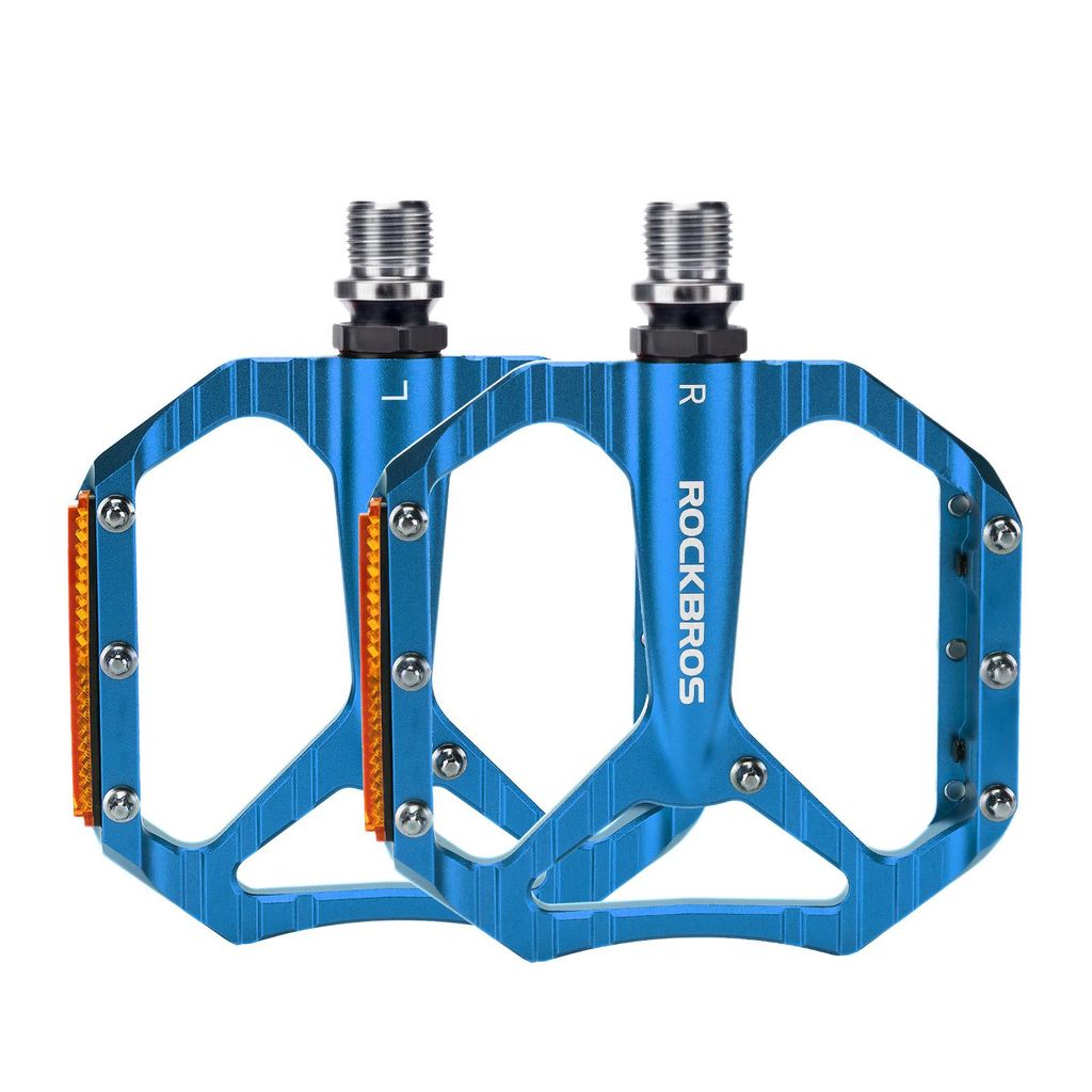 ROCKBROS Fahrradpedale Aluminium rutschfest Plattformpedale mit Reflektoren 9/16" Achse für MTB, Rennrad Blau