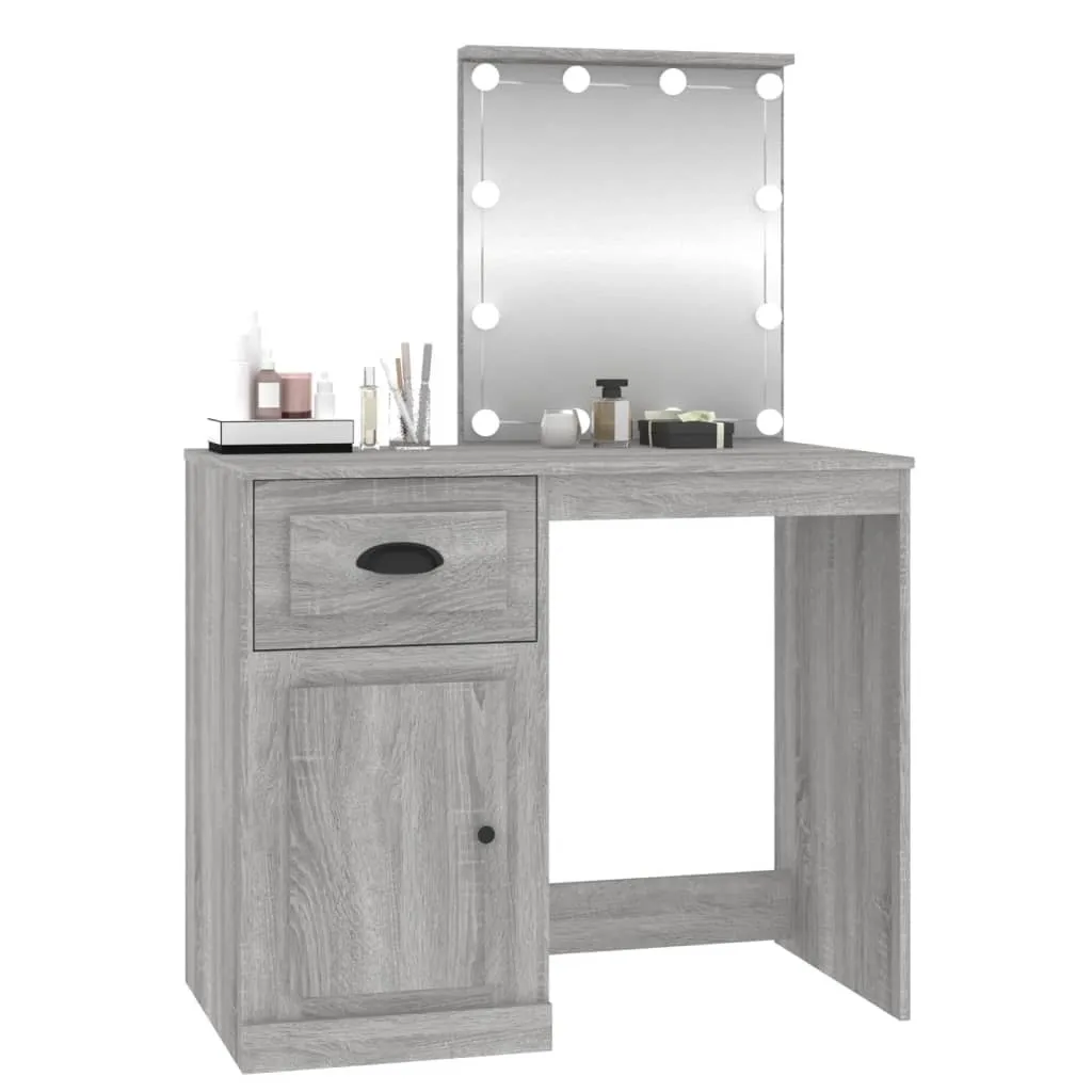 Tavolino con LED Grigio Sonoma 90x50x132,5 cm Materiale a base di legno