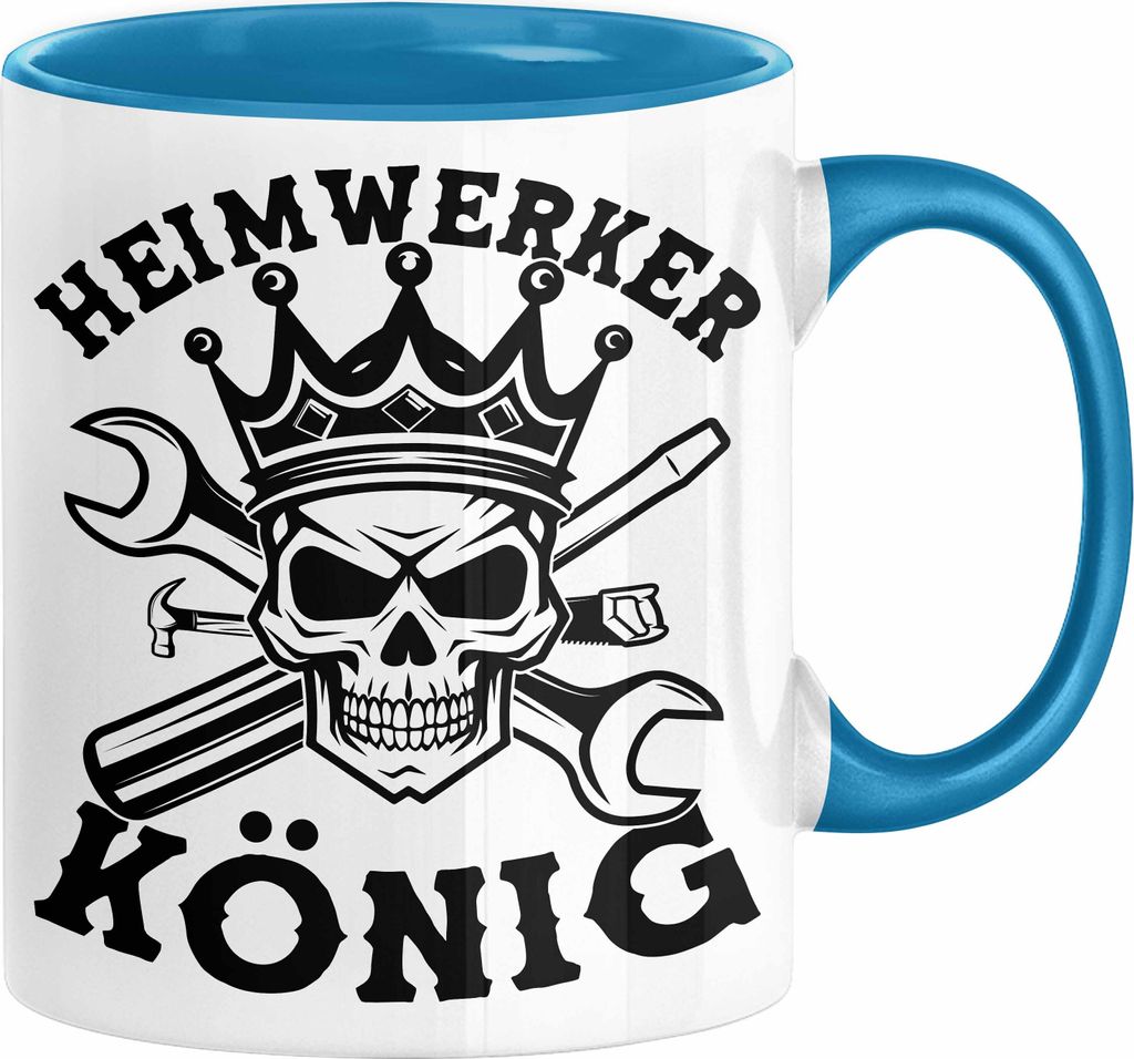 Heimwerker Geschenk Tassen Partner-Tassen Kaffee-Becher Heimwerker König Männer (Blau)