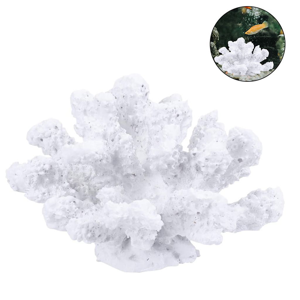 Künstliche Coral Ornament Korallen Pflanze Ornament Künstliche Dekoration für Aquarium Landschaft Unterwasser Dekor(Weiß)