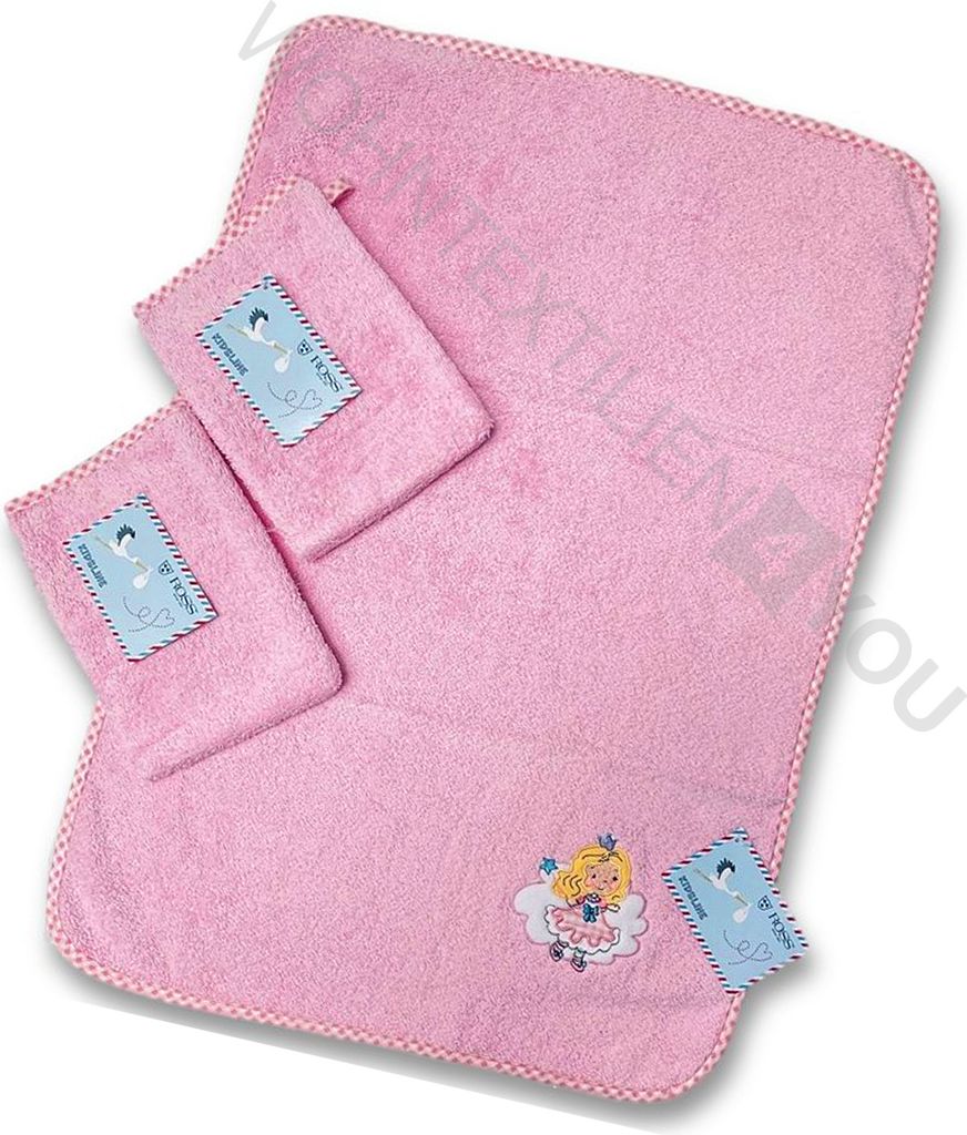 Kinder-Frottier-Set 3-tlg. Prinzessin Rosa by Ross 100% Baumwolle