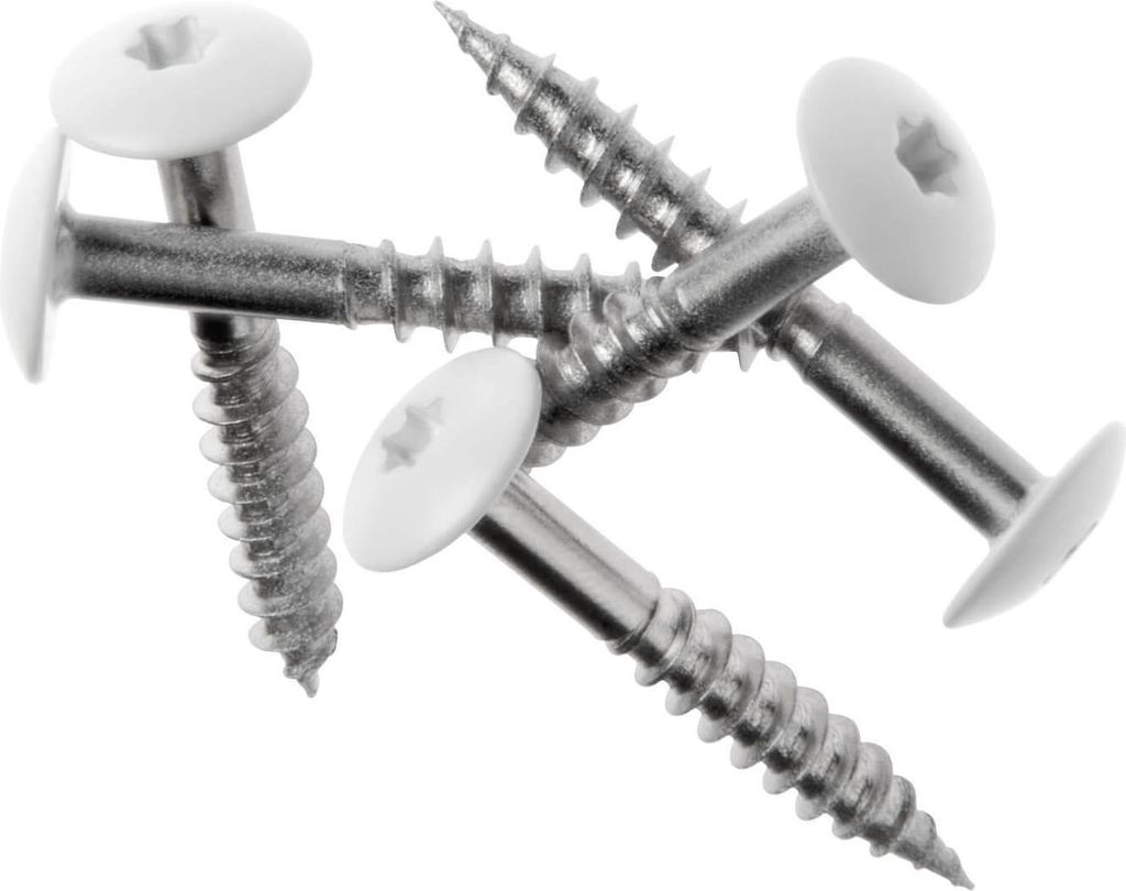 HPL- Schrauben, Fassadenschraube, Edelstahlschraube mit Kopflackierung | VIELE FARBEN | Faserzement, Holzpaneele, Alu Verbund (Pure White (A05.0.0)...