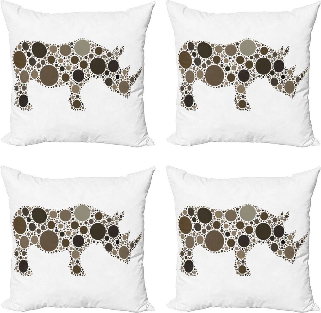 ABAKUHAUS Tierwelt Kissenbezug Set (4 Stück), Tier Dots Silhouette, Moderner Doppelseitiger Digitaldruck, 50 cm x 50 cm, Mehrfarbig