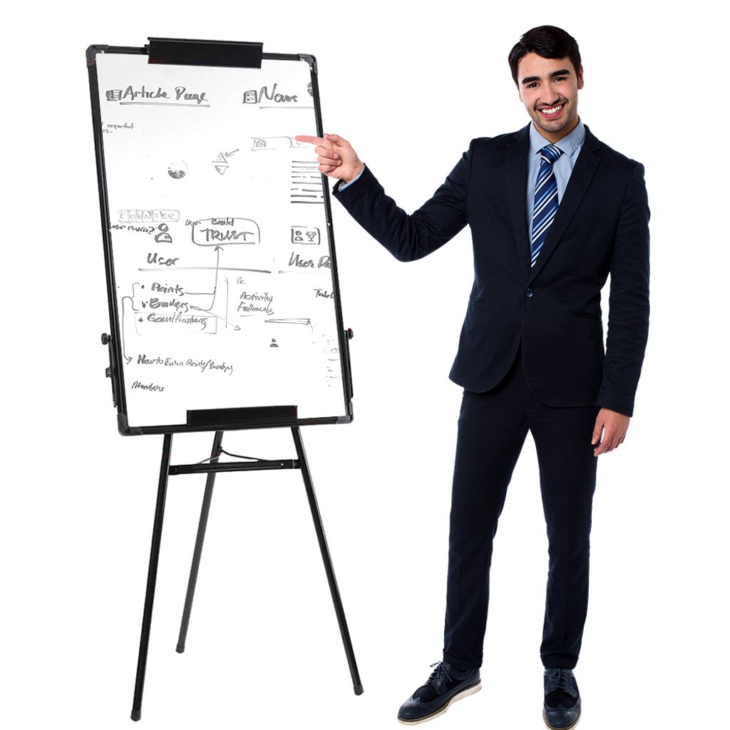 Flipchart Ständer Whiteboard,90x60cm Magnetisches Tragbares Trocken Abwischbar White Board,Höhenverstellbar,Flipchart Papier, Dreibein Whitebo...