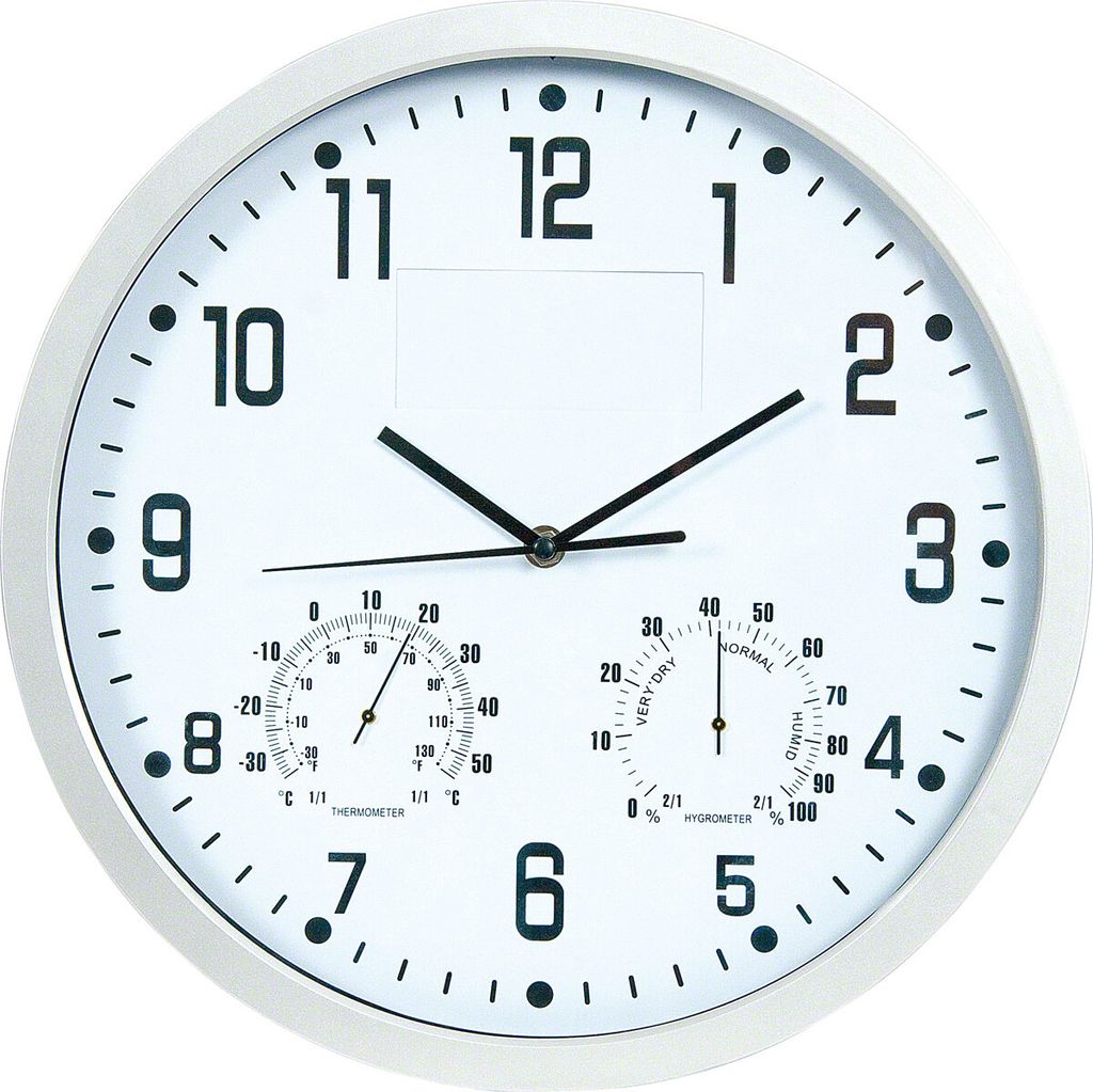 Wanduhr Wand Uhr Wohnzimmer Büro mit Hygrometer und Thermometer, 35 cm
