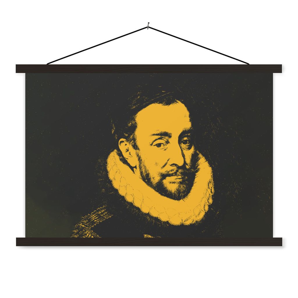 MuchoWow Textilposter Wilhelm von Oranien - Adriaen Thomasz - Gemälde 120x80 cm mit schwarzem Rahmen - Wanddeko