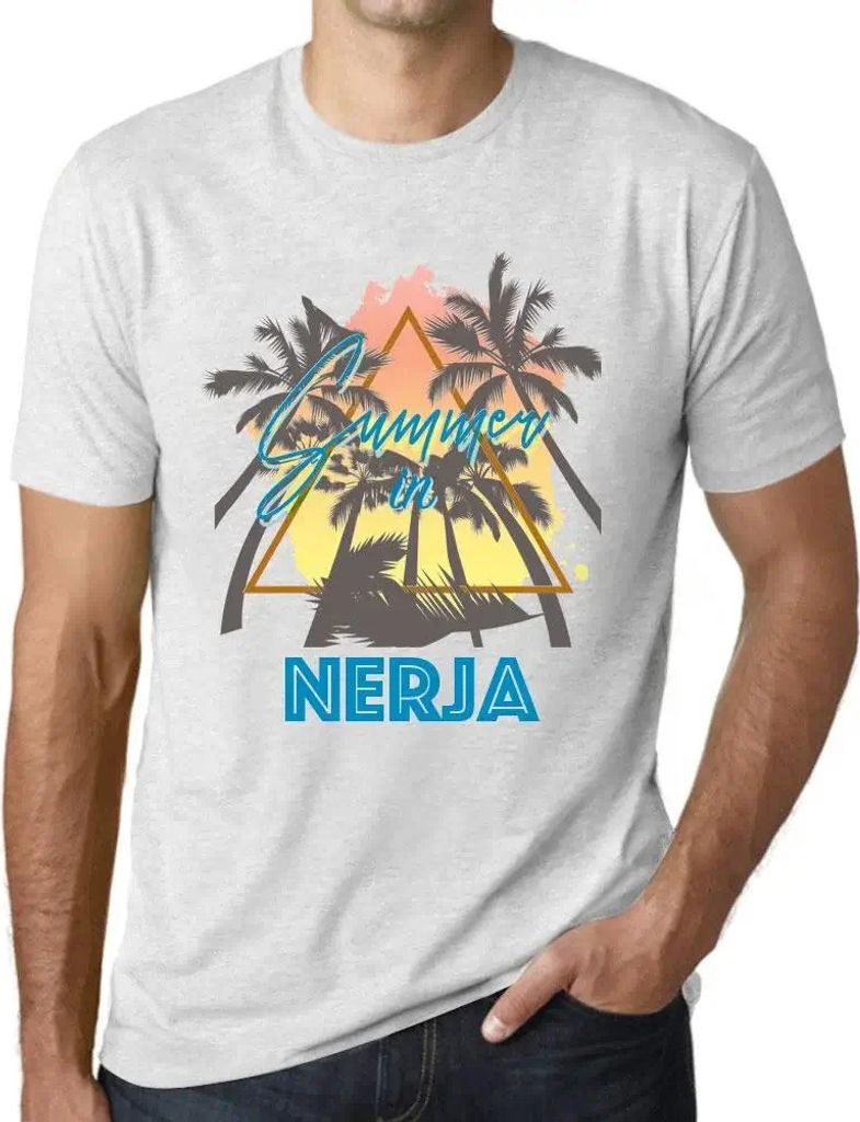 Herren Grafik T-Shirt Palmen Sonnenschein Sommer in Nerja – Palm, Sunshine, Summer In Nerja – Öko-Verantwortlich Vintage Jahrgang Kurzarm Lustige