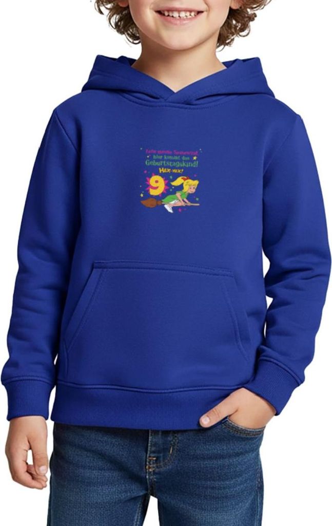 Spreadshirt Bibi Blocksberg Geburtstagsdesign 9 Jahre Kinder Premium Hoodie, 110/116 (4 Jahre), Royalblau