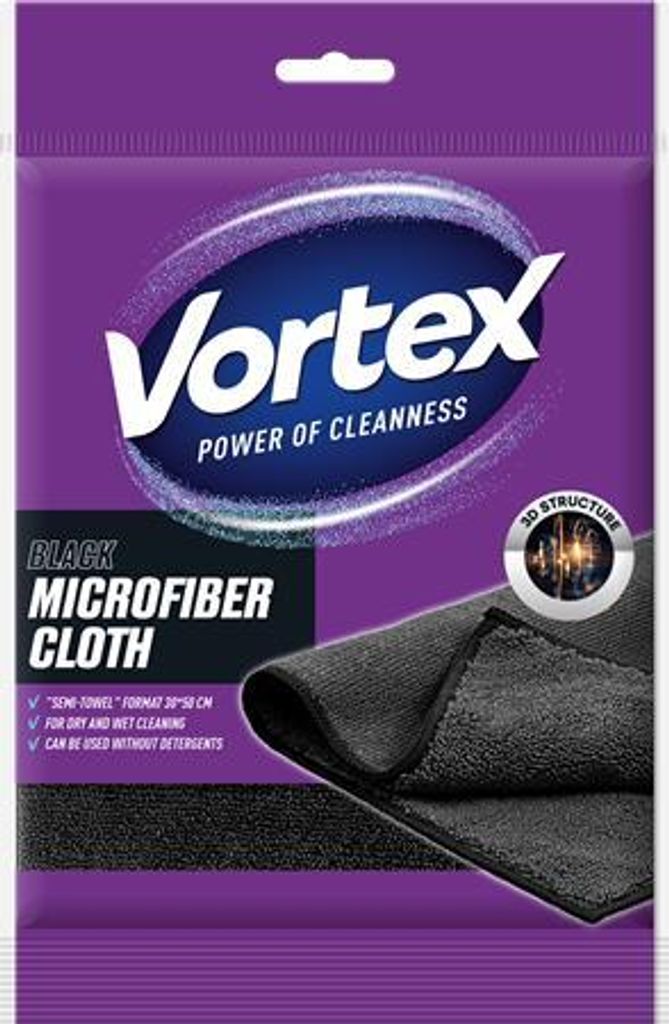 Reinigungstuch, schwarz, Mikrofaser, 30 x 50 cm, 1 Stck, VORTEX CLOTH130BKVORTEX